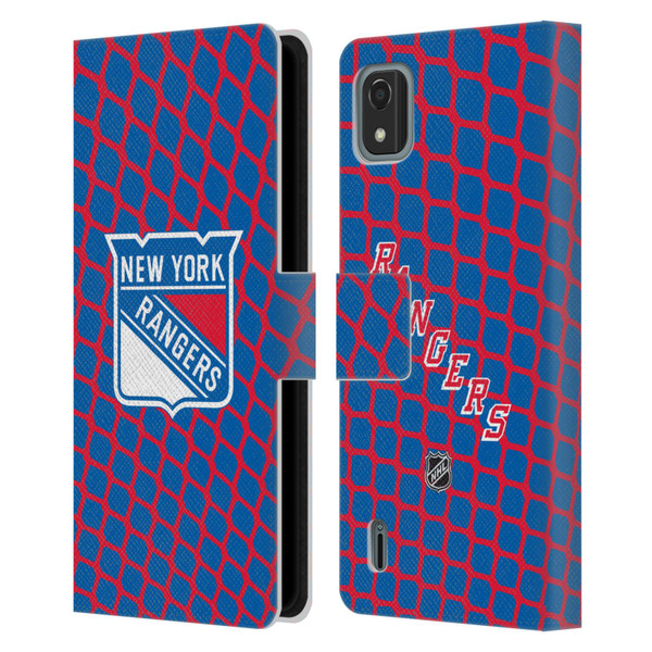 NHL New York Rangers Net Pattern Leather Book Wallet Case Cover For Nokia C2 2nd Edition