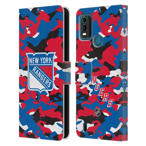 NHL New York Rangers Camouflage Leather Book Wallet Case Cover For Nokia G11 Plus