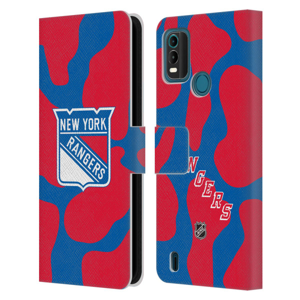 NHL New York Rangers Cow Pattern Leather Book Wallet Case Cover For Nokia G11 Plus
