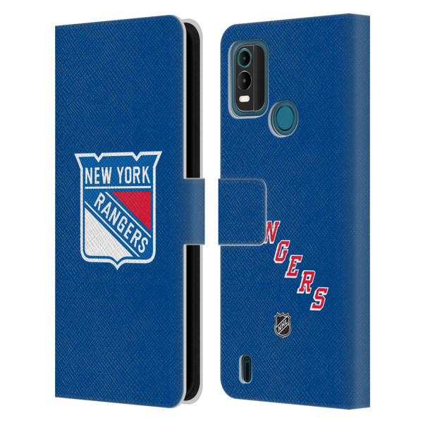 NHL New York Rangers Plain Leather Book Wallet Case Cover For Nokia G11 Plus