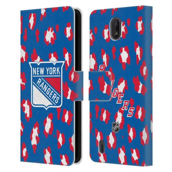 NHL New York Rangers Leopard Patten Leather Book Wallet Case Cover For Nokia C01 Plus/C1 2nd Edition