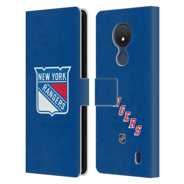 NHL New York Rangers Plain Leather Book Wallet Case Cover For Nokia C21