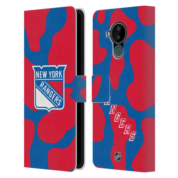 NHL New York Rangers Cow Pattern Leather Book Wallet Case Cover For Nokia C30