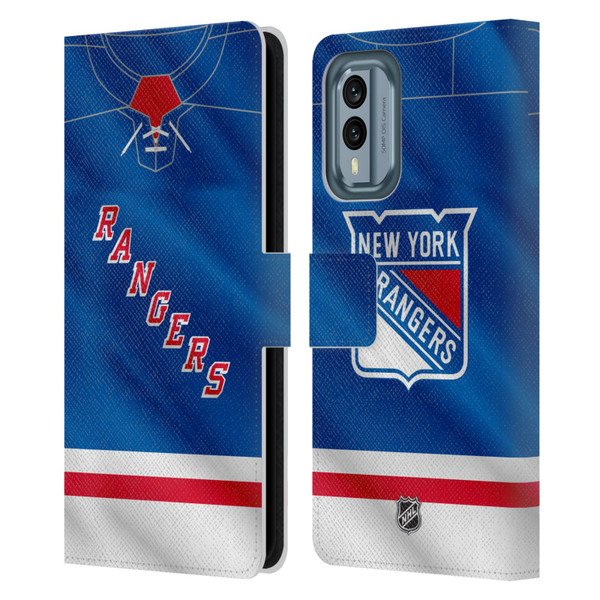 NHL New York Rangers Jersey Leather Book Wallet Case Cover For Nokia X30