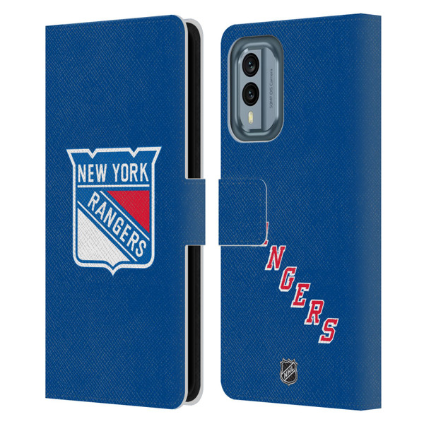 NHL New York Rangers Plain Leather Book Wallet Case Cover For Nokia X30