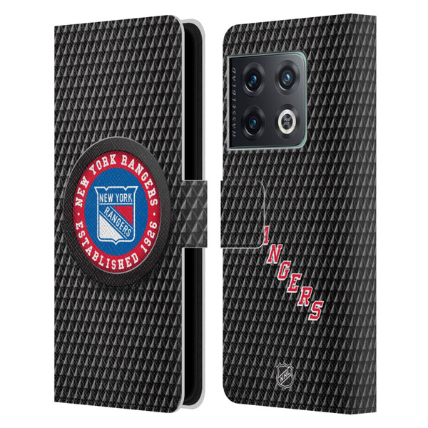 NHL New York Rangers Puck Texture Leather Book Wallet Case Cover For OnePlus 10 Pro