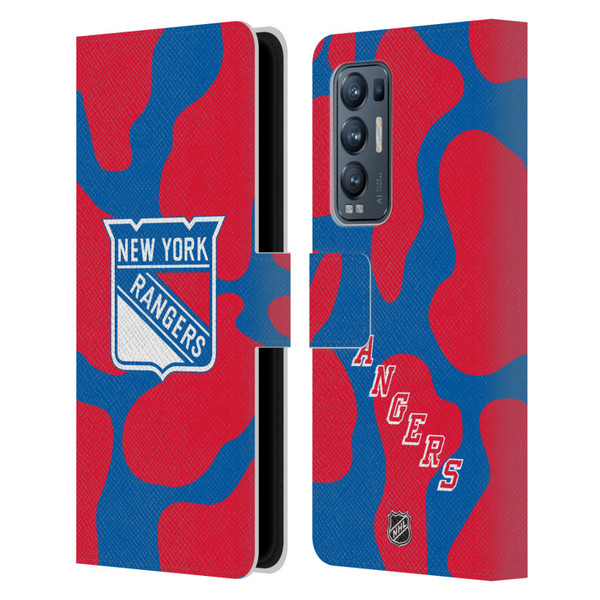 NHL New York Rangers Cow Pattern Leather Book Wallet Case Cover For OPPO Find X3 Neo / Reno5 Pro+ 5G