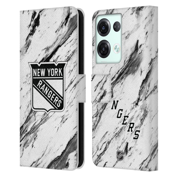 NHL New York Rangers Marble Leather Book Wallet Case Cover For OPPO Reno8 Pro