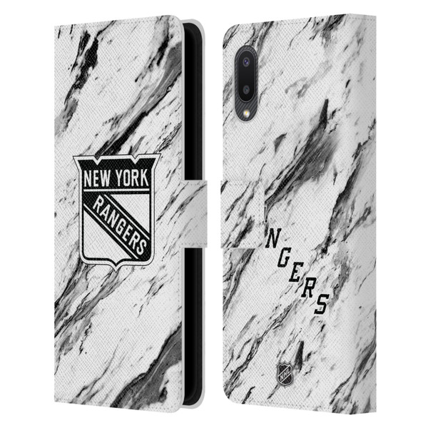 NHL New York Rangers Marble Leather Book Wallet Case Cover For Samsung Galaxy A02/M02 (2021)