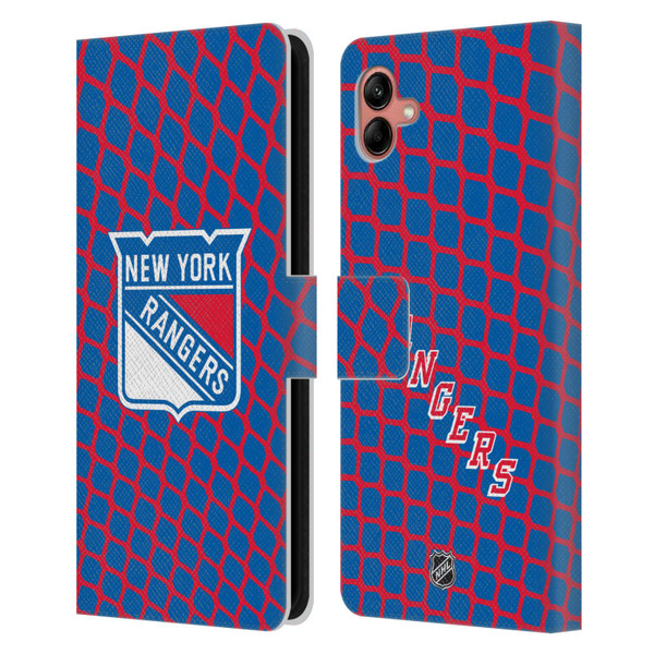 NHL New York Rangers Net Pattern Leather Book Wallet Case Cover For Samsung Galaxy A04 (2022)
