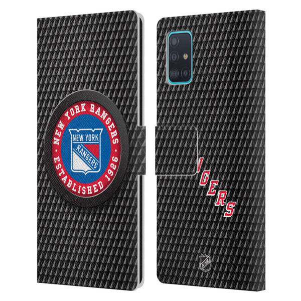 NHL New York Rangers Puck Texture Leather Book Wallet Case Cover For Samsung Galaxy A51 (2019)