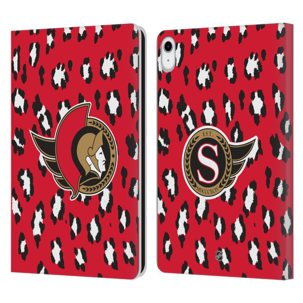 NHL Ottawa Senators Leopard Patten Leather Book Wallet Case Cover For Apple iPad 10.9 (2022)