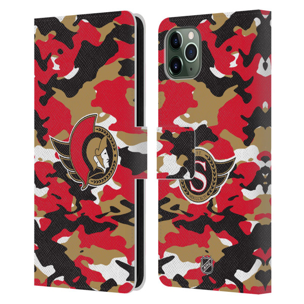 NHL Ottawa Senators Camouflage Leather Book Wallet Case Cover For Apple iPhone 11 Pro Max