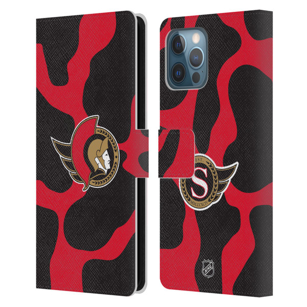NHL Ottawa Senators Cow Pattern Leather Book Wallet Case Cover For Apple iPhone 12 Pro Max