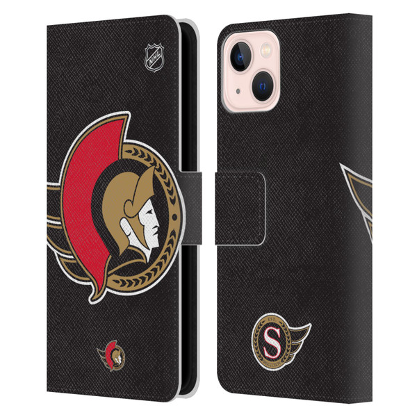 NHL Ottawa Senators Oversized Leather Book Wallet Case Cover For Apple iPhone 13