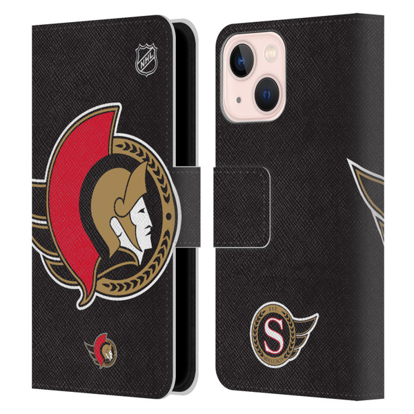 NHL Ottawa Senators Oversized Leather Book Wallet Case Cover For Apple iPhone 13 Mini