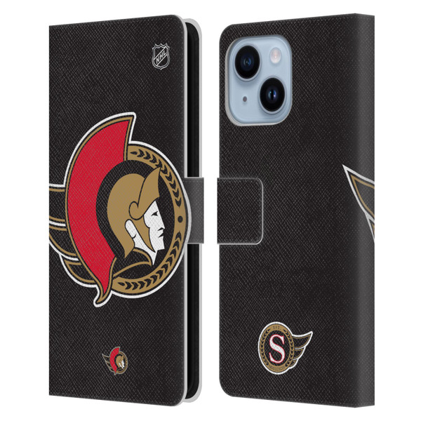 NHL Ottawa Senators Oversized Leather Book Wallet Case Cover For Apple iPhone 14 Plus