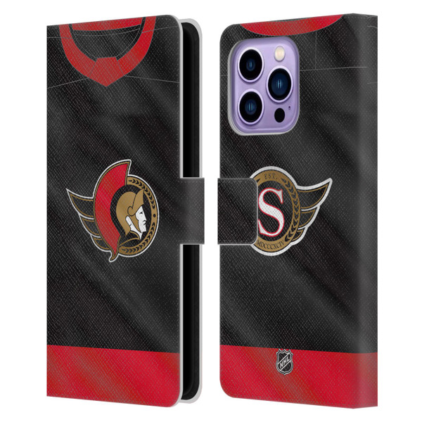 NHL Ottawa Senators Jersey Leather Book Wallet Case Cover For Apple iPhone 14 Pro Max