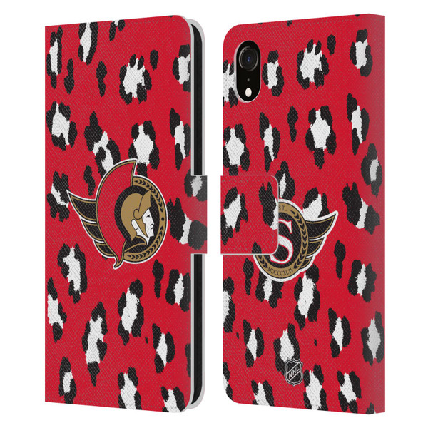 NHL Ottawa Senators Leopard Patten Leather Book Wallet Case Cover For Apple iPhone XR
