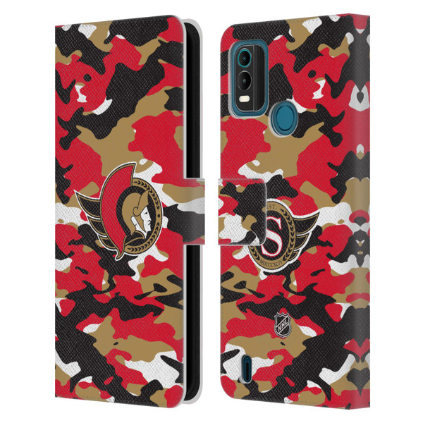 NHL Ottawa Senators Camouflage Leather Book Wallet Case Cover For Nokia G11 Plus