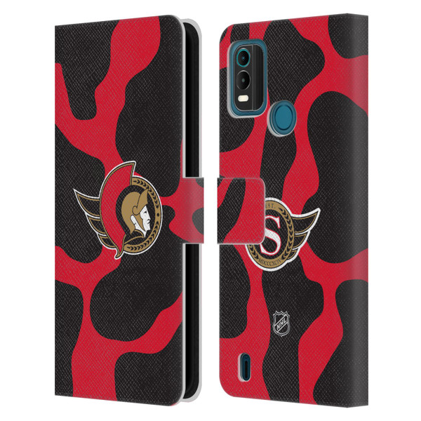 NHL Ottawa Senators Cow Pattern Leather Book Wallet Case Cover For Nokia G11 Plus