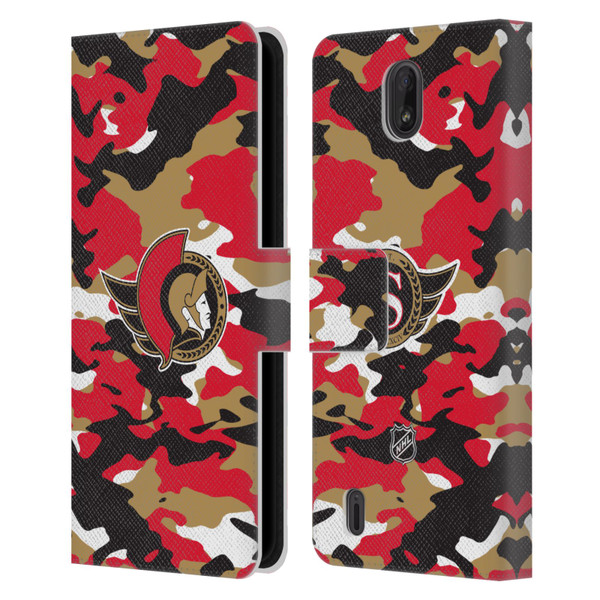 NHL Ottawa Senators Camouflage Leather Book Wallet Case Cover For Nokia C01 Plus/C1 2nd Edition