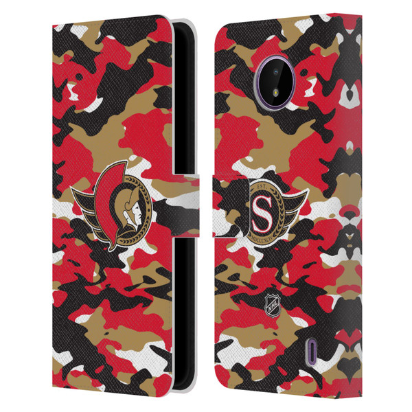 NHL Ottawa Senators Camouflage Leather Book Wallet Case Cover For Nokia C10 / C20