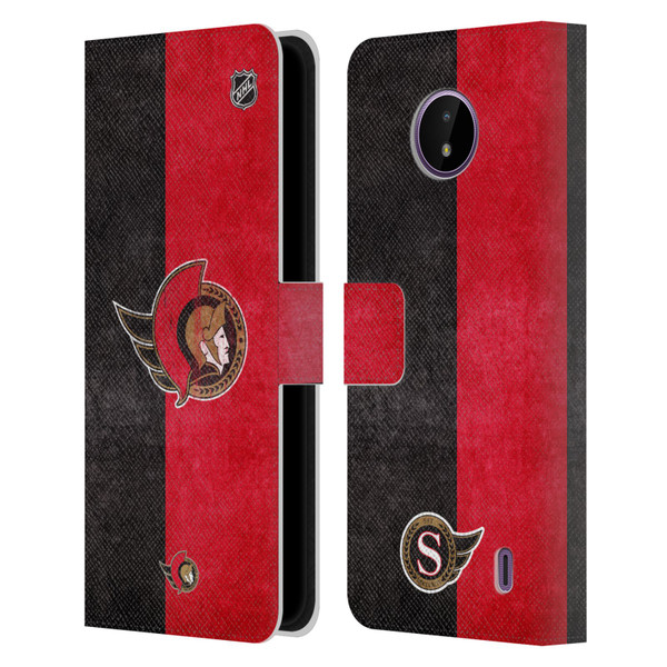 NHL Ottawa Senators Half Distressed Leather Book Wallet Case Cover For Nokia C10 / C20