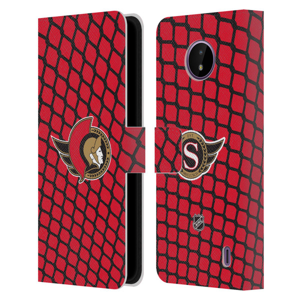 NHL Ottawa Senators Net Pattern Leather Book Wallet Case Cover For Nokia C10 / C20