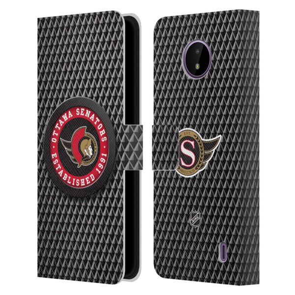 NHL Ottawa Senators Puck Texture Leather Book Wallet Case Cover For Nokia C10 / C20