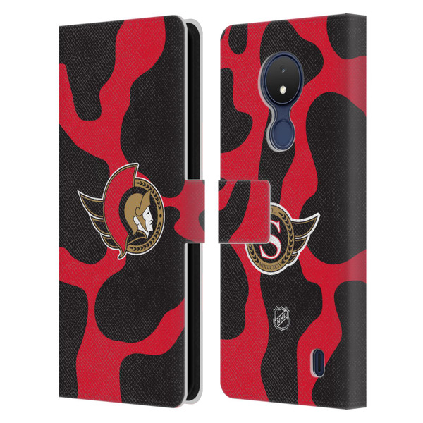 NHL Ottawa Senators Cow Pattern Leather Book Wallet Case Cover For Nokia C21