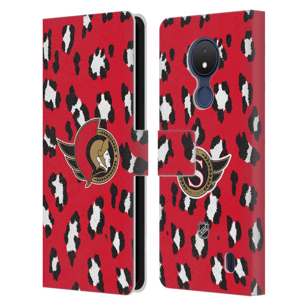 NHL Ottawa Senators Leopard Patten Leather Book Wallet Case Cover For Nokia C21