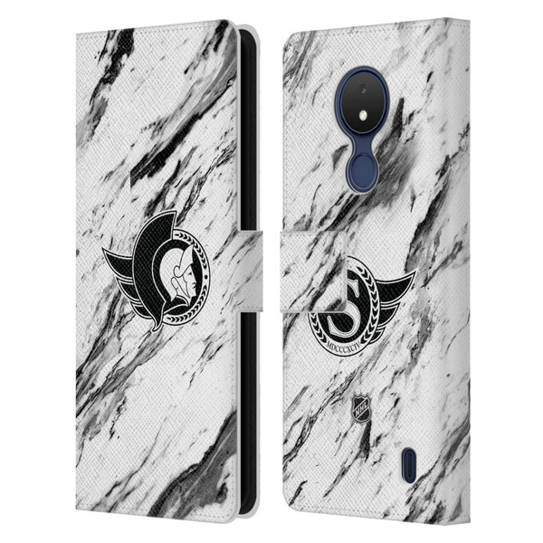 NHL Ottawa Senators Marble Leather Book Wallet Case Cover For Nokia C21