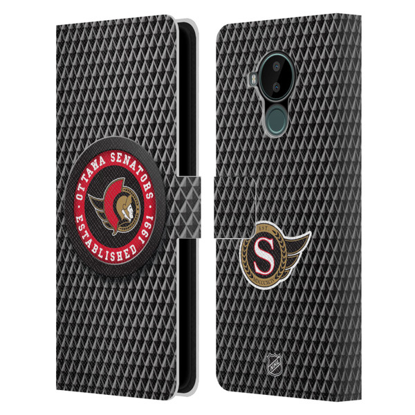 NHL Ottawa Senators Puck Texture Leather Book Wallet Case Cover For Nokia C30