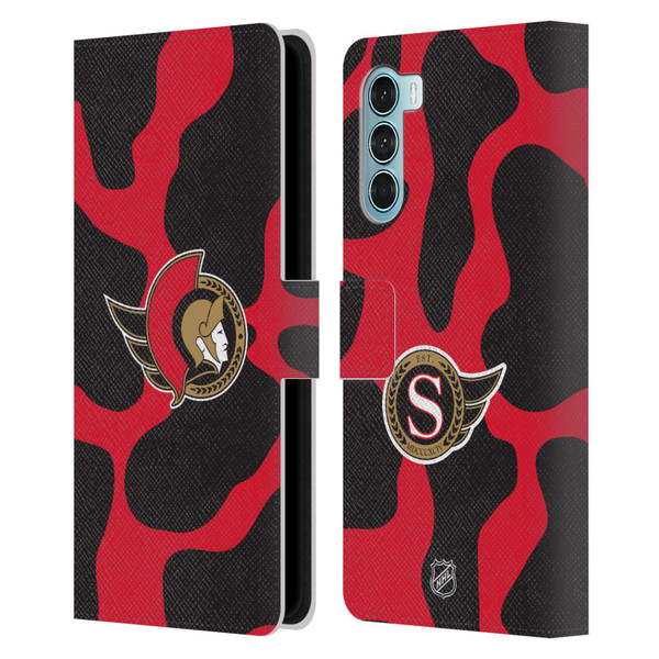 NHL Ottawa Senators Cow Pattern Leather Book Wallet Case Cover For Motorola Edge S30 / Moto G200 5G