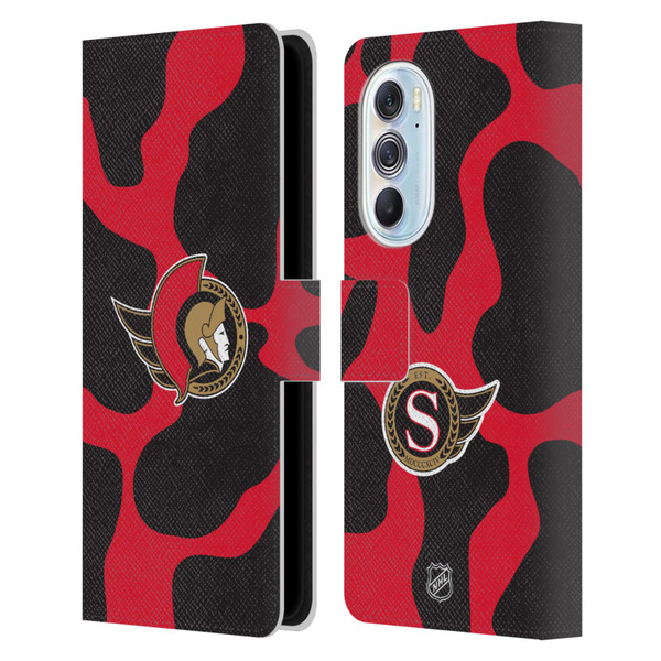 NHL Ottawa Senators Cow Pattern Leather Book Wallet Case Cover For Motorola Edge X30