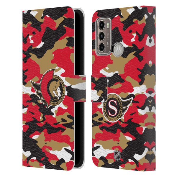 NHL Ottawa Senators Camouflage Leather Book Wallet Case Cover For Motorola Moto G60 / Moto G40 Fusion