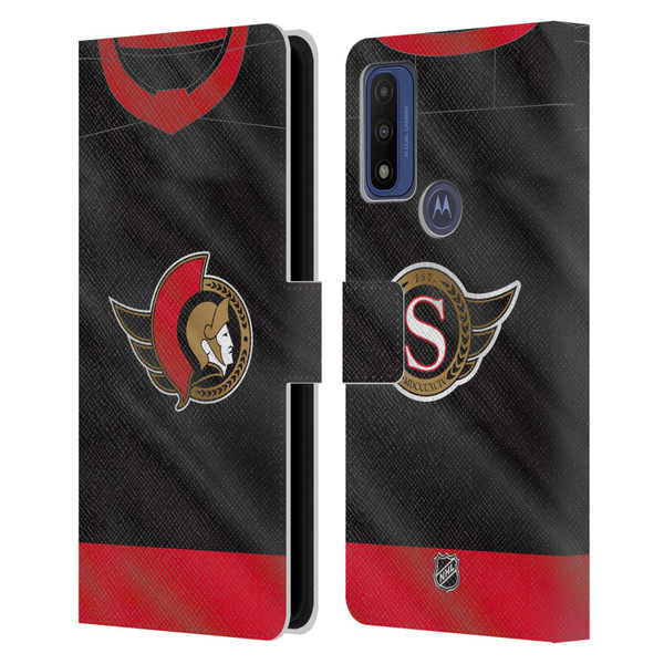 NHL Ottawa Senators Jersey Leather Book Wallet Case Cover For Motorola G Pure