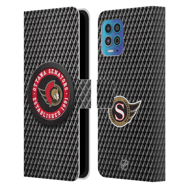 NHL Ottawa Senators Puck Texture Leather Book Wallet Case Cover For Motorola Moto G100