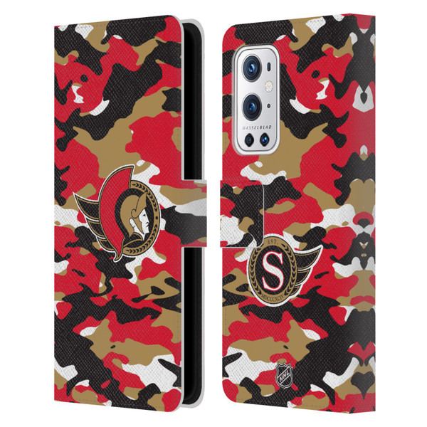 NHL Ottawa Senators Camouflage Leather Book Wallet Case Cover For OnePlus 9 Pro