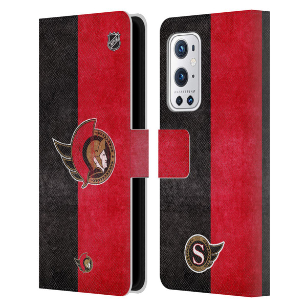 NHL Ottawa Senators Half Distressed Leather Book Wallet Case Cover For OnePlus 9 Pro