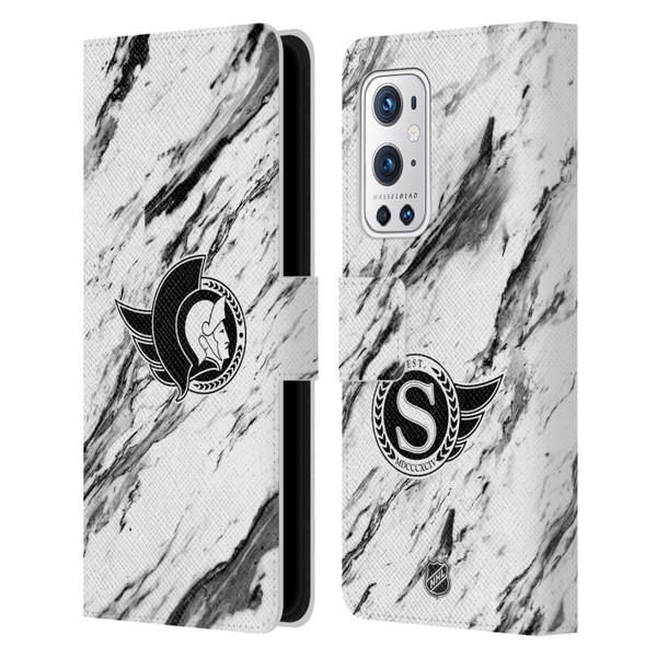 NHL Ottawa Senators Marble Leather Book Wallet Case Cover For OnePlus 9 Pro