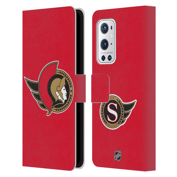 NHL Ottawa Senators Plain Leather Book Wallet Case Cover For OnePlus 9 Pro