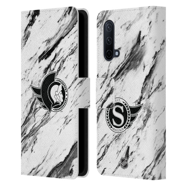 NHL Ottawa Senators Marble Leather Book Wallet Case Cover For OnePlus Nord CE 5G