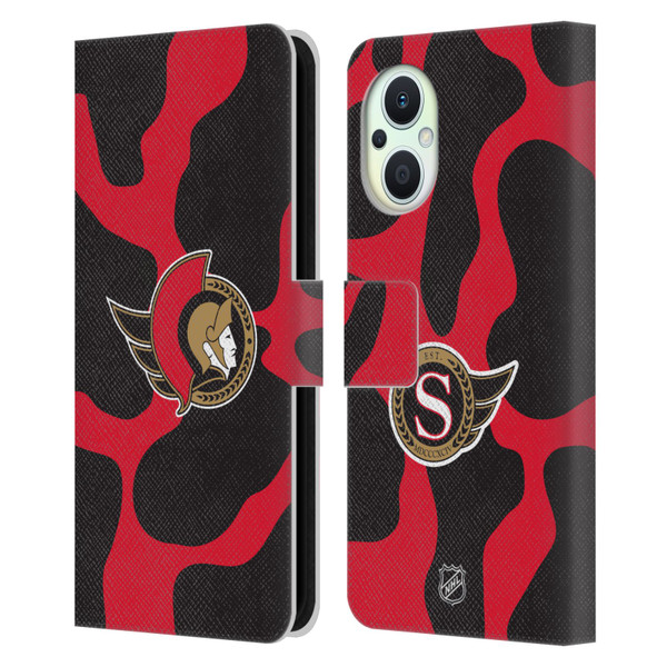 NHL Ottawa Senators Cow Pattern Leather Book Wallet Case Cover For OPPO Reno8 Lite