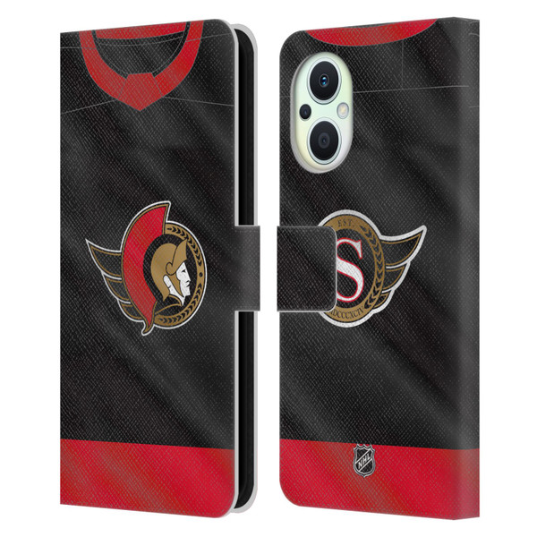 NHL Ottawa Senators Jersey Leather Book Wallet Case Cover For OPPO Reno8 Lite