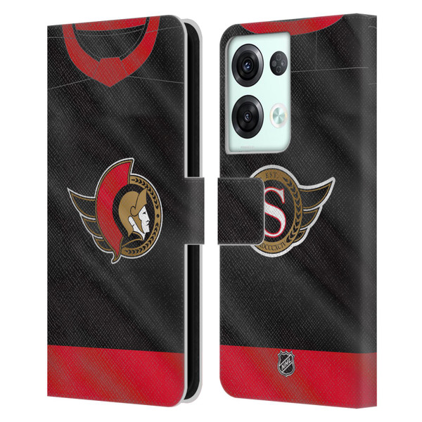 NHL Ottawa Senators Jersey Leather Book Wallet Case Cover For OPPO Reno8 Pro