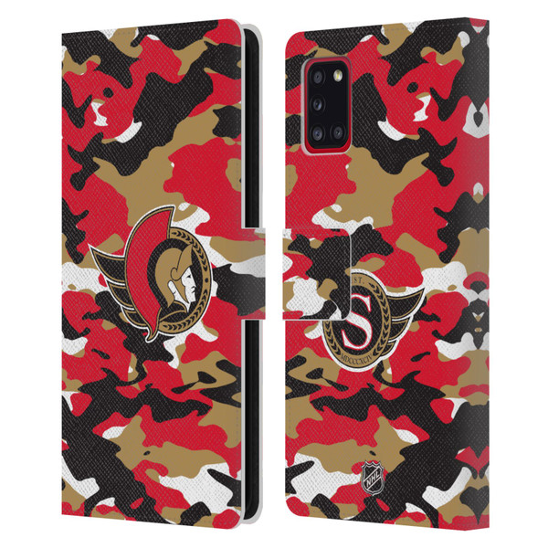 NHL Ottawa Senators Camouflage Leather Book Wallet Case Cover For Samsung Galaxy A31 (2020)