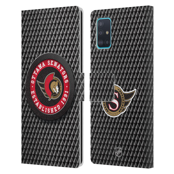 NHL Ottawa Senators Puck Texture Leather Book Wallet Case Cover For Samsung Galaxy A51 (2019)