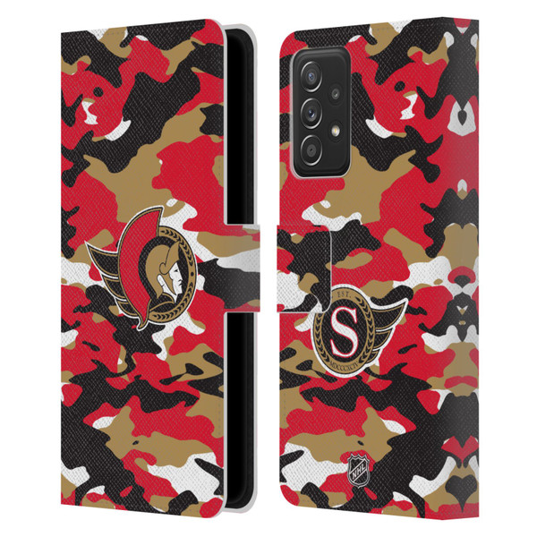 NHL Ottawa Senators Camouflage Leather Book Wallet Case Cover For Samsung Galaxy A53 5G (2022)